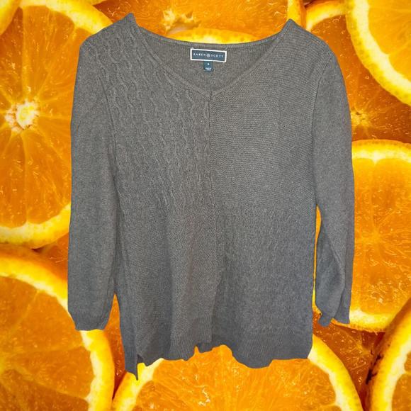 Karen Scott Sweaters - Karen Scott Gray 2 Knit V Neck Sweater Size Small
